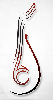 This is an image of Rihab Azar's logo. It resembles her name written in Arabic in the shape of an oud